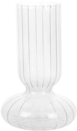BHFFTHK Transparente Glasvase, Bunte Vertikale Streifen, Hohe Glas-Blumenvasen, Vase für Blumenstrauß-Tafelaufsätze, Dekorative Glas-Funky-Vase für Zuhause, Büro, Hochzeiten,(Klar)