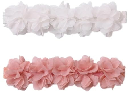 WeddHuis 2-Piece Baby Chiffon Flower Crown Headband Hair Accessories for Toddler Children - Floral Birthday Hairband for Girls
