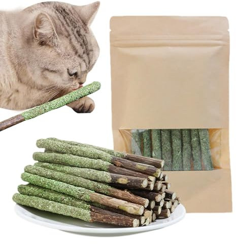 Palitos de Hierba para Gatos, Aperitivos para Mascotas, Hierba para Gatos, Juguetes de Hierba gatera para Interiores, Varilla Molar de Hierba Natural para Eliminar Bolas de, Aumentar el apetito