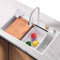 Fregadero de cocina blanco multifuncional de acero inoxidable, grifo de cascada, fregadero grande de un solo tazón con arandela de taza, todos los accesorios incluidos (80 x 45 x 22 cm)