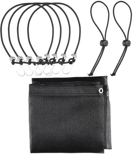 Dewocke Red de Barrera para Perros Coche, 115 x 62cm Vallas de Seguridad para Perros Negro con Cuerda de Ajustable y Gancho, Rejilla Separadora Perros Coche Universal, Rejilla de Protección para Coche