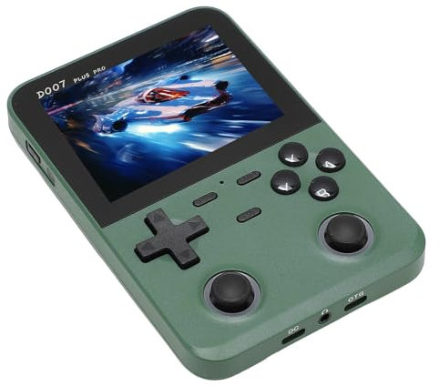 D007 Handheld Game Console, 3.5 Inch IPS Screen Video Game Player, Retro Console Supports 9 Mainstream Emulators, 2500mAh Battery, Built in 64GB TF Card (Green)