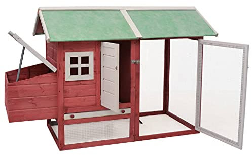 Wenjingqi-170863 Hühnerstall aus massivem Kiefernholz und roter Fichte, 170 x 81 x 110 cm