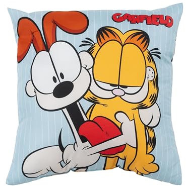 United Labels Garfield Kissen, Kopfkissen 40x40 cm, Blau, Sofakissen Odie, Dekokissen für Fans