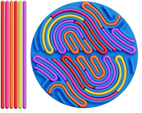 Silicone Sensory Activity Board for Kids - Fidget Toys for Autism ADHD, Stress Relief Travel Essentials with 14 Textured Ropes, Fine Motor Skill Busy Board for Car & Plane Trips (Blue)
