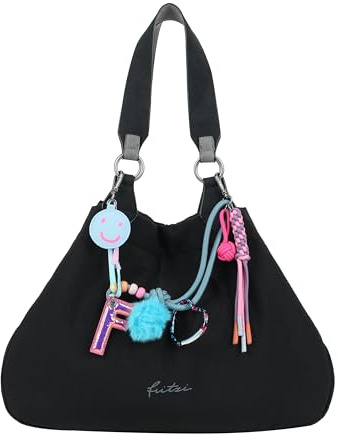 Fritzi Izzy Medium Limited Tüddelüt Shopper Schultertasche mit Druckknopf und abnehmbarem Kettendetail für Alltag und City 42 x 36 x 15 cm, Mehrfarbig