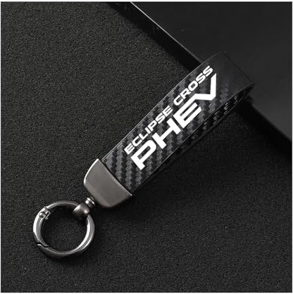 Generisch Auto SchlüSselanhänger für Mitsubishi PHEV, Männer Frauen Microfiber Leder Wechselbarem Schlüsselring mit Anti Lost D Ring,Black