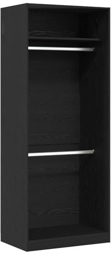 vidaXL Moderner schwarzer Eichenkleiderschrank mit Einbauregalen | Elegante Schlafzimmeraufbewahrung | Platzsparendes Design | Konstruktion aus Holzwerkstoff | Funktionales Möbelstück