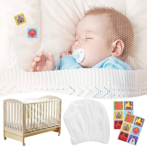 Zanzariera per Lettino Neonato,Zanzariera Culla Neonato,Zanzariera per Lettino Bimbo,Rete Antizanzare per Lettini Bambini,con Adesivo per Maggior Parte dei Lettini