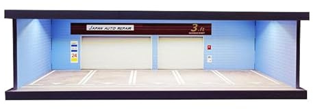 1/43 Diorama Garage Modell LED Lichit Parkplatz Showorom Szene | Display Case für 1:43 Diecast Modellautos Display, Modellbau-Vitrine