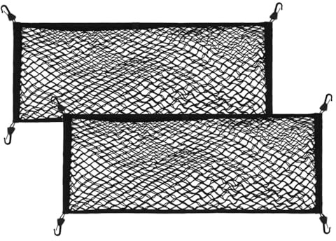 2 Stück Kofferraum Netz, Kuscheltier Aufbewahrung 90 × 30 cm mit 4 Plastikhaken Netztasche Auto Gepäcknetz Erstreckt Kofferraumnetz für Auto Inneraum Boote Van Rv Zuhause