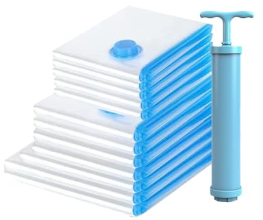 HOMKITEN 12 Stück Vakuumbeutel für Kleidung Reise Klein Wiederverwendbare 60x40,Hervorragende Dichtungsleistung,(6x 35x50 cm,6x 40x60 cm)Vacuum Beutel Bags für Bettdecken Clothing