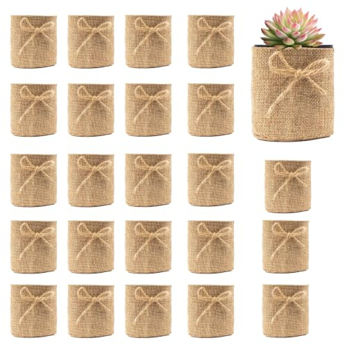 24 mini sacchetti in lino per piante grasse da usare come vasi, in confezione risparmio