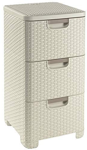 Curver 06604-885-00 Schubladenturm Style, 3 x 13,5 L, Creme