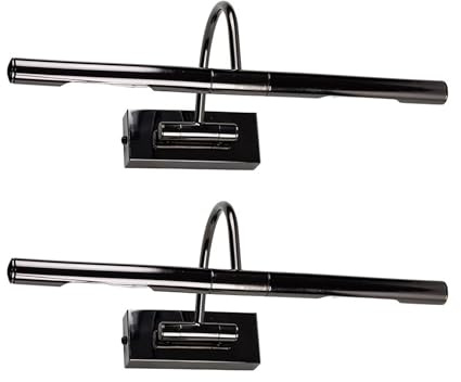 MiniSun | Capri Adjustable Black Chrome Mains Powered Display Wall Lights | Hardwired Picture & Display Lights, Home Décor & Improvement Essential | Set of 2 | Mains Wired