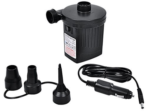 Jilong Elektro Luftpumpe 230V / 12V Luft-Kompressor 25mbar Elektrische Pumpe mit 3 Adapter Luftdüsen