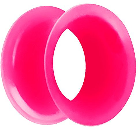 Piersando Flesh Tunnel Ohr Plug Piercing Ohrpiercing Double Flared Flexibel Silikon Dünner Rand 14mm Pink