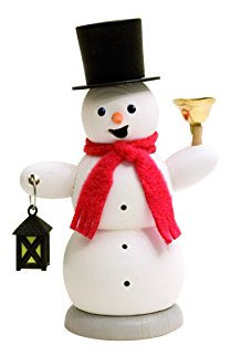 Kuhnert Rauchmann/Räucherfigur aus Holz - Schneemann mit Laterne und Glocke - ca. 13 cm - Made in Germany