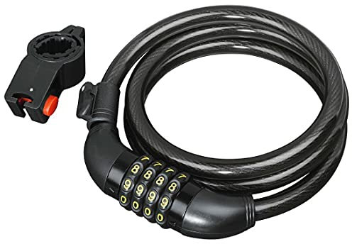 Hama Antivol Velo, Cadenas de velos 120cmx12mm (Câble Antivol pour Vélo Scooter Motos Portail Poussette, Combinaison 4 Chiffres,Verrouillage à Vélo Antivol) Noir