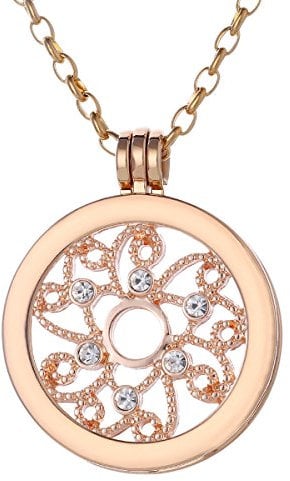 Morella Halskette Damen Gold 70 cm Edelstahl mit Anhänger und Coin 33 mm in Schmuckbeutel Sonnensymbol