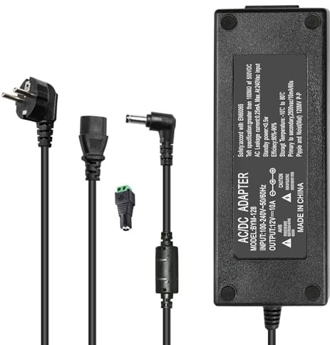 10A Netzteil Trafo Netzadapter DC12V 120W Adapter Transformatoren Eurostecker Für 5050/3528/5630/2835 LED Strip Streifen LED Lichtband Monitor Kamera PicoPS,Euro Stecker 5,5 * 2,5/2,1mm
