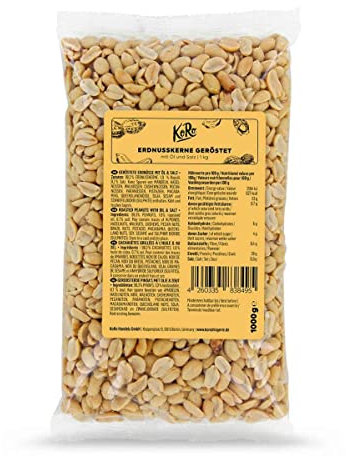 KoRo - Cacahuètes grillées au sel et à l'huile 1 Kg - Snack grillé à l'huile et au sel