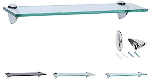 Rapid Teck Glas Wandregal Klarglas transparent 60cm x 10cm - Glasregal mit 8mm ESG Sicherheitsglas - Glasregal perfekt als Badablage Glasablage für Badezimmer - Verschiedene Größen wählbar