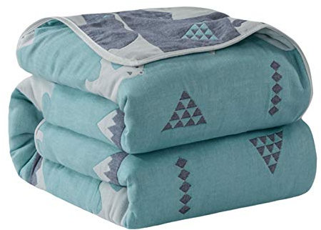 Hayisugal Kuscheldecke Babydecke Kinder Decke 100% Baumwolle, 6-Schichten, Wohndecke Sofadecke, extra weich, Kinderwagen Decke Einschlagdecke Tagesdecke, Eisbär, 120 x 150cm