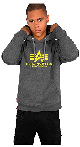 Alpha Industries Basic Hoody Kapuzensweat für Herren Charcoal Heather
