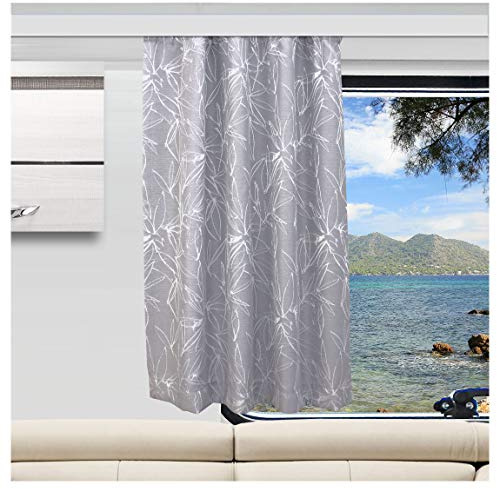 SeGaTeX home fashion Wohnmobil Caravan-Vorhang Primavera grau Wohnwagengardine mit Reihband (Höhe & Breite nach Maß)