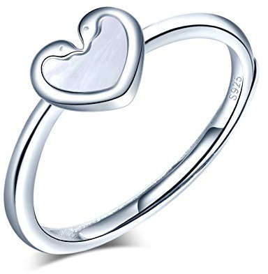 Yumilok Damenring Herz Schwan Kuss Ring Ehering Verlobungsring Freundschaftsring Lifestyle-Ring 925 Sterling Silber verstellbar für Damen