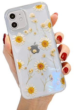 Emlivi Blume kristall Hülle, für iPhone 11 (6,1'') Anti Scratch Transparent Weich TPU Back Handyhülle, Stoßfest Soft Silikon Handgefertigte Schutzhülle, für iPhone 11 Case Cover, Kleine Gänseblümchen