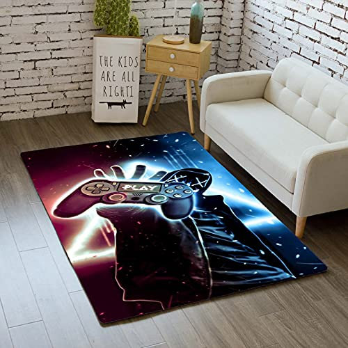 3D Bunt Gamepad Game Motiv Kinder Jungen Teppich Dekoration Schlafzimmer Kinderzimmer Wohnzimmer,Modern rutschfest Waschbar Flanell Kinderteppiche (Farbe 3,120×160 cm)