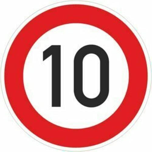Aufkleber Verkehrszeichen VZ 274-10 Zulässige Höchstgeschwindigkeit 10km/h StVO Schild Folie selbstklebend | Ø5-30cm Made in Germany, Größe: Ø20 cm