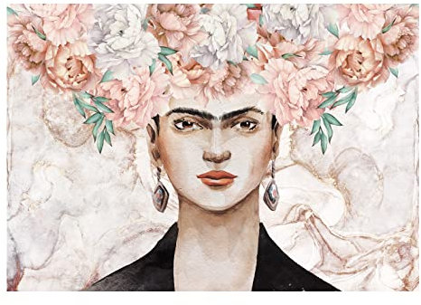 Fototapete Blumen Frida Kahlo Rosa Pfingstrose Romantisch Rosen Wohnzimmer Schlafzimmer Wandtapete Vlies Tapete Latexdruck UV-Beständig Montagefertig (14111, V8 (368x254 cm) 4 Bahnen)