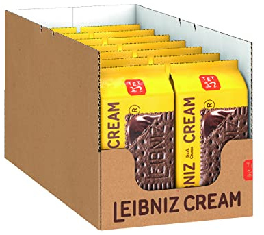 LEIBNIZ Cream Dark Choco, 14er Pack, knusprige Kakaoekse mit zarter Schokoladencreme, Großpackung als Vorrat oder zum Verkauf (14 x 190 g)
