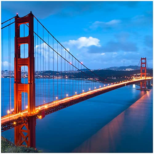Wallario Glasbild Golden Gate Bridge in San Francisco USA - 30 x 30 cm Wandbilder Glas in Premium-Qualität: Brillante Farben, freischwebende Optik