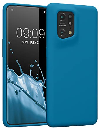 kwmobile Handyhülle für Oppo Find X5 (5G) Hülle - Case Silikon - Kabelloses Laden - Schutzhülle Cover in Karibikblau