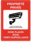 AUA SIGNALETIQUE - Panneau De Signalisation en PVC Rigide et Compact 1.5 mm. (121 x 170 mm, Propriété Privée Zone Placée sous Vidéo)