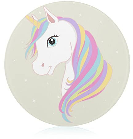 Planche à découper Licorne en verre trempé résistant à la chaleur pour pain, viande, fruits 20 cm