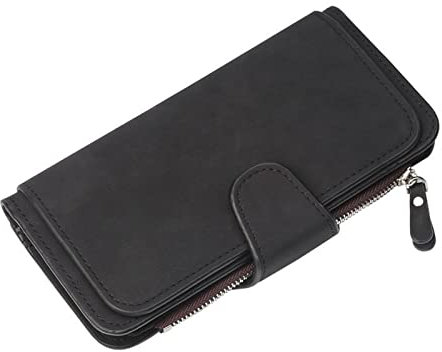 wojonifuiliy01 Mode Frauen Brieftasche Kupplung Kartenhalter Geldbörse Dame Lange Handtasche Multi Card Buckle Wallet Planzeiger Mit (Black, One Size)