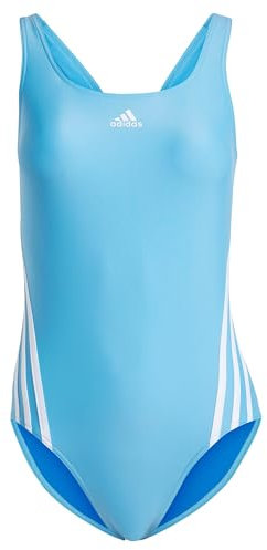 adidas Women's 3-Stripes Swimsuit Einteiliger Badeanzug, Blue Burst/Green Spark, 32