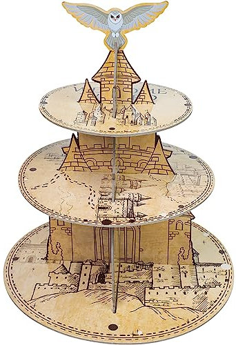 XEFINAL 3-stöckiger Magischer Zauberer Cupcake-Ständer Zauberer Geburtstagsparty Kuchenständer Halloween Schule Party Zauberer Geburtstag Party Supplies Geschenk für magischen Liebhaber (rund)