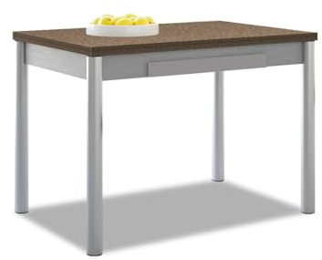 ASTIMESA Ausziehbarer Küchentisch, Aluminiumrahmen mit laminiertem Deckel, dunkle Eiche, ideal für kleine Räume, Maße: 90 x 50 cm, ausziehbar 140 x 50 cm