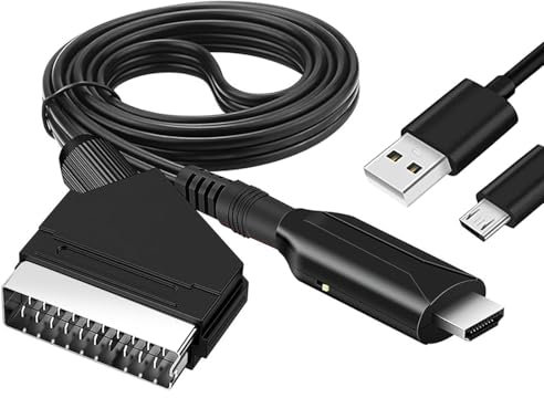 Sporgo Câble péritel vers HDMI – Convertisseur péritel tout en un vers HDMI, convertisseur audio vidéo pour HDTV, STB, VHS, Xbox, PS3, Sky, DVD, Blu-ray, etc.