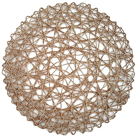 Tovagliette All'americana Di Grandi Dimensioni Da 38 Cm|Stovaglietta Rotonda Intrecciata Creativa|Tappetino In Stile Bohémien Per Tavolo Da Cucina Decorazioni Per Cene Natalizie,Marrone Chiaro,4 PZ