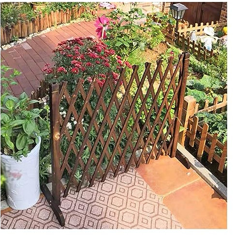 LVLDAWA Clôture en Bois Rétractable, Barrière De Sécurité Autoportante pour Animaux De Compagnie Paravent De Jardin pour La Maison, La Cour Et Le Jardin, 3 Hauteurs (Couleur : Brun, Taille : 80CM)