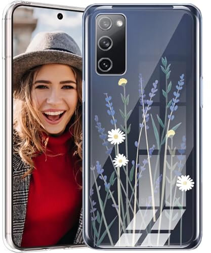 POUHYE Hülle für Samsung Galaxy S20 FE Handyhülle, Klare Flexible Silikon Stoßfest Cover, 1,5 mm Dicke Stoßdämpfung Samsung Galaxy S20 FE Schutzhülle [Nicht-Vergilbung] [Anti Slip] Lavendel
