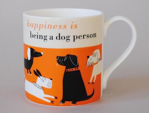 ChiChi Happiness is Being a Dog Person Contemporary Bone China Mug - Stoke on Trent, England - Orange, (HDP)