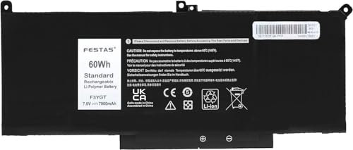 FESTAS 7.6V 60Wh Neuf F3YGT KG7VF Batterie Compatible avec Dell Latitude 13 7000 Latitude 7280 7290 7380 7390 7480 7490 E7480 E7280 Série Notebook 0F3YGT DM3WC DM6WC 0DM3WC 2X39G V4940 451-BBYE